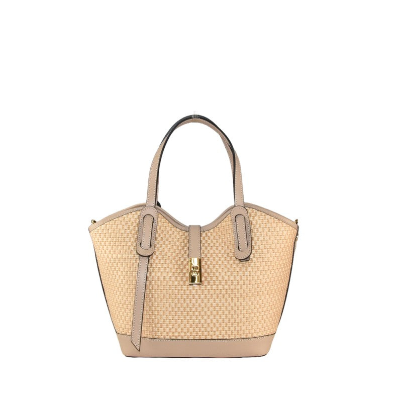 Leather hand bag with shoulder strap
