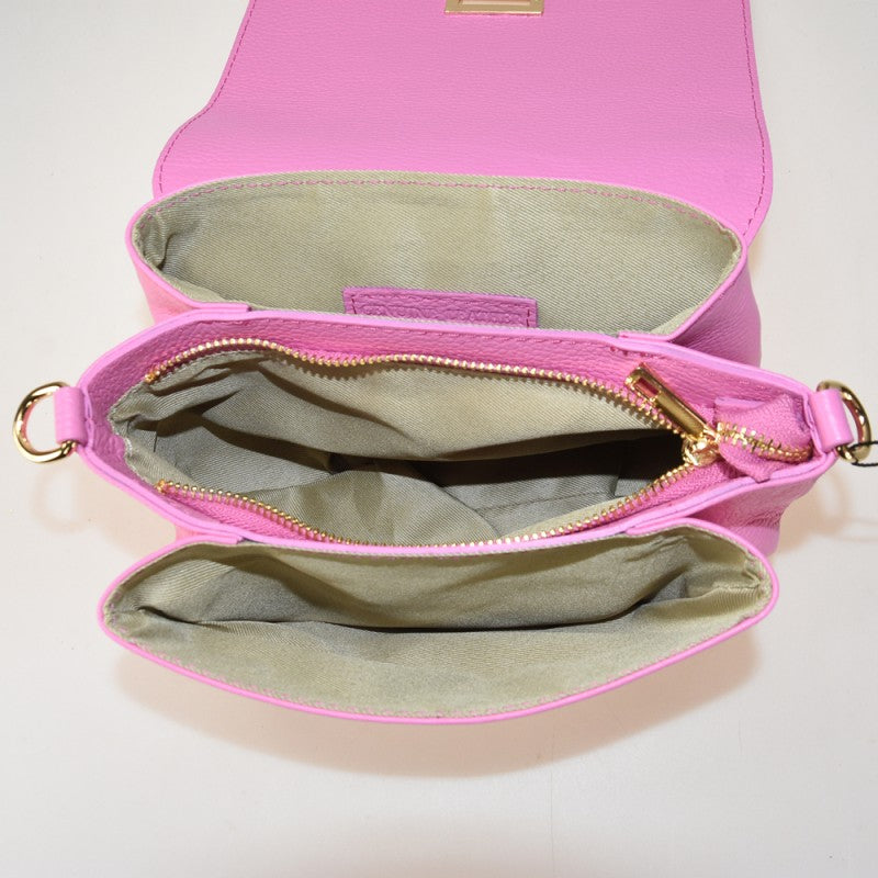 Leather shoulder bag with shoulder strap