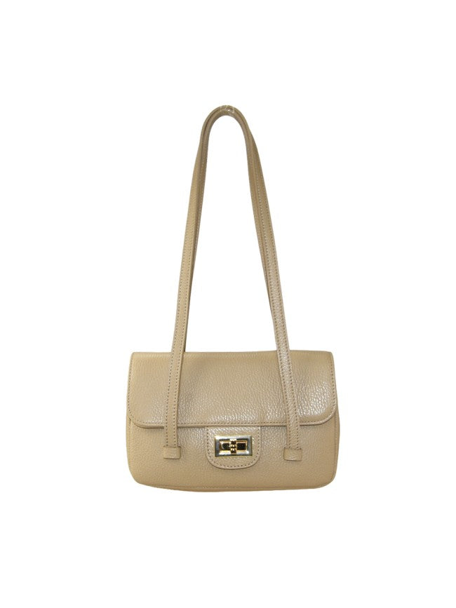 Leather shoulder bag with shoulder strap