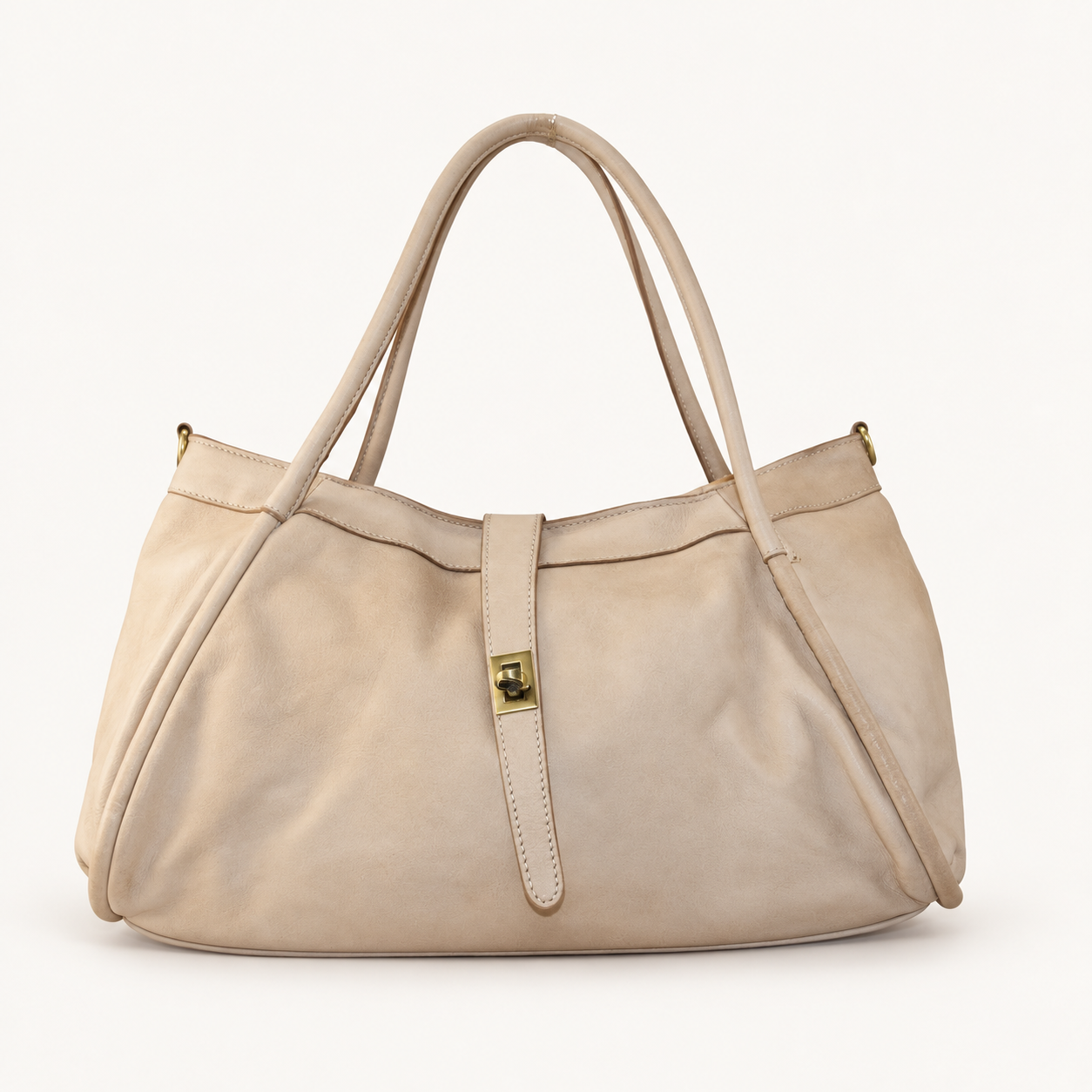 Vintage Leather Hobo Bag op zachte neutrale achtergrond