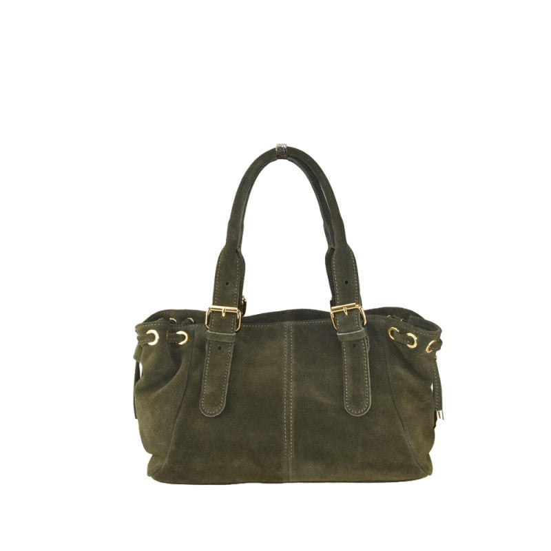Suede shoulder bag with shoulder strap