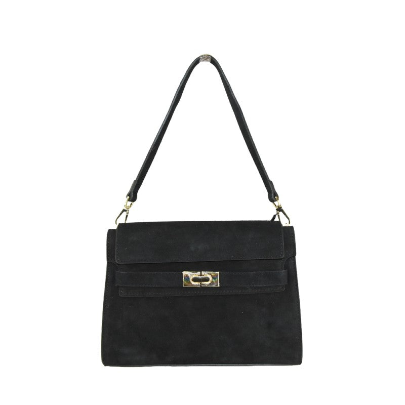 Woman suede leather shoulder bag 100% made italy