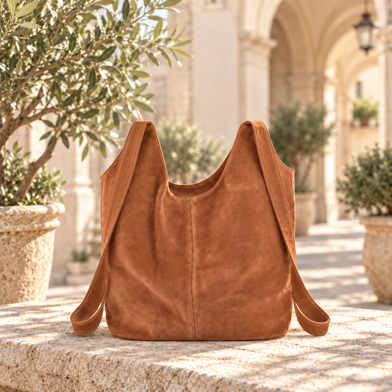 Suede Shopper in 
cognac, sfeerbeeld