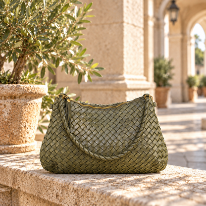 Vintage Woven Leather Shoulder Bag JD48853 – lifestyle sfeer