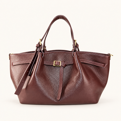 Leather Buckle Handbag RC39843 – Bordeaux – vooraanzicht