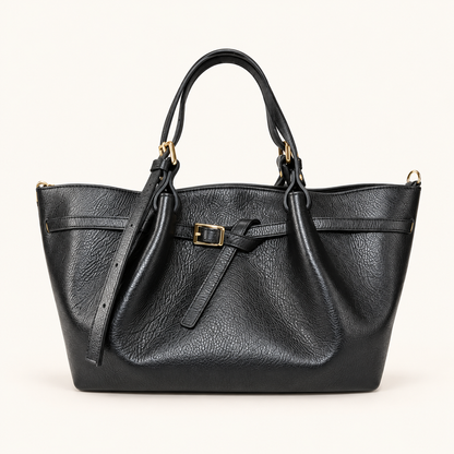 Leather Buckle Handbag RC39843 – Zwart – vooraanzicht