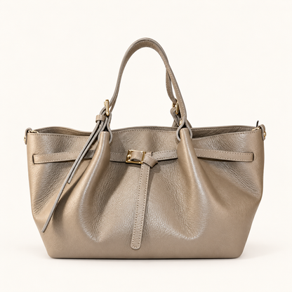 Leather Buckle Handbag RC39843 – Taupe – vooraanzicht