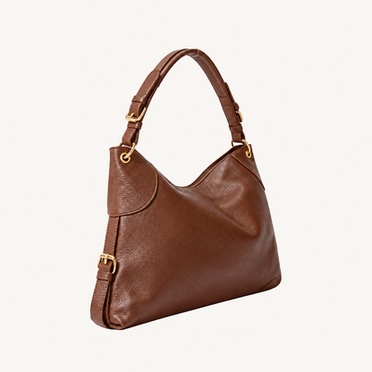 Leather Soft Shoulder Bag – Brown – schuin