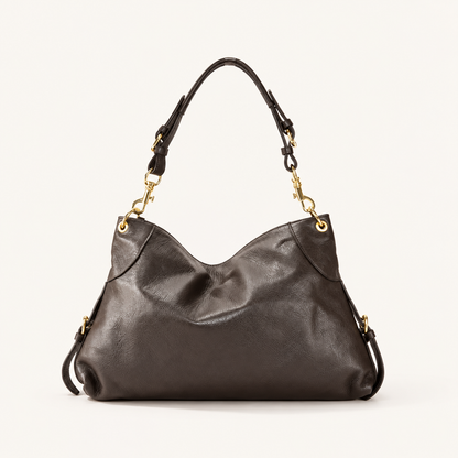 Leather Soft Shoulder Bag AS34837 – Darkbrown – vooraanzicht