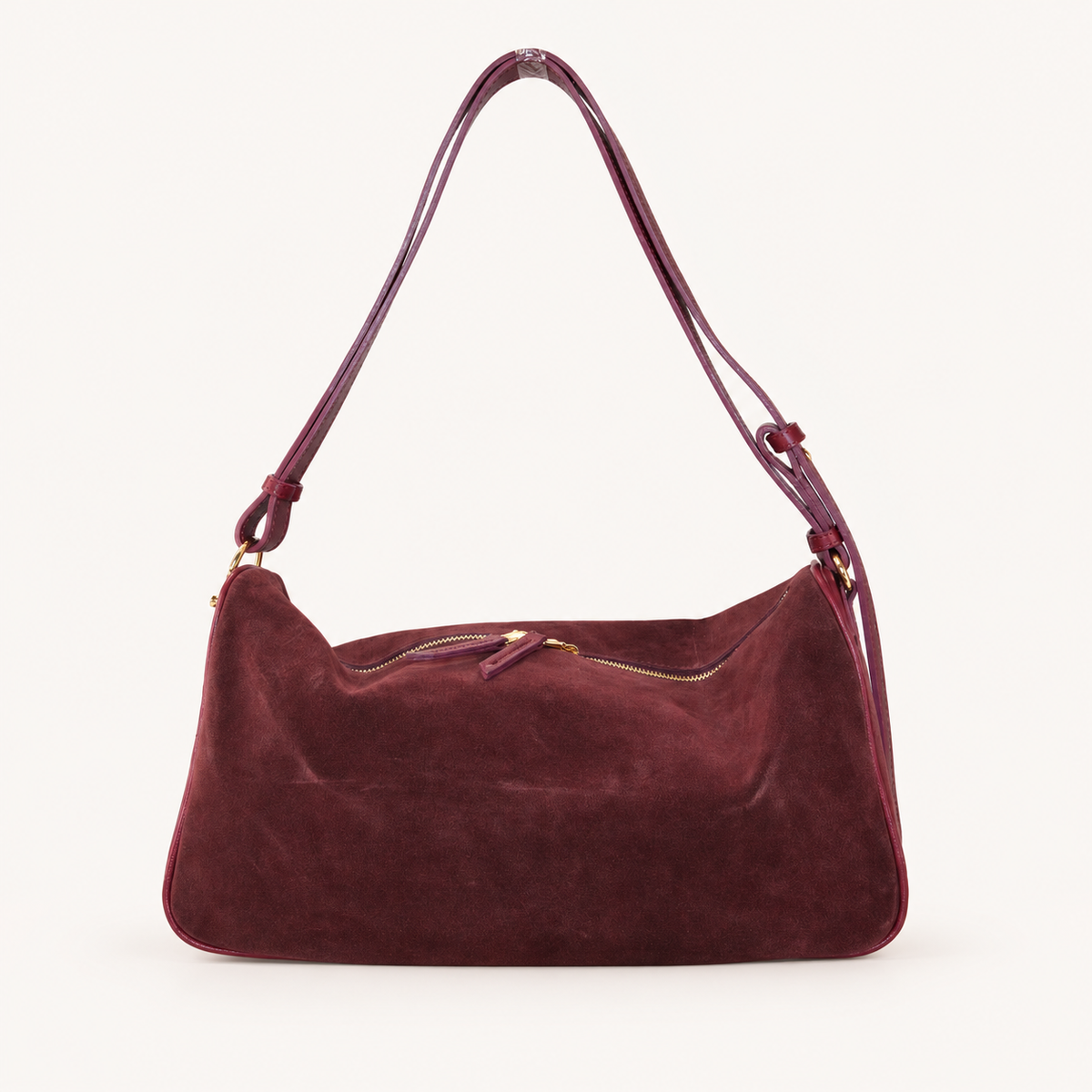Leather & Suede Shoulder Bag BJ37841 – Bordeaux – vooraanzicht