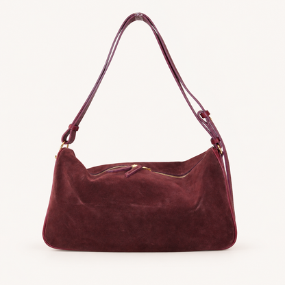 Leather & Suede Shoulder Bag BJ37841 – Bordeaux – vooraanzicht