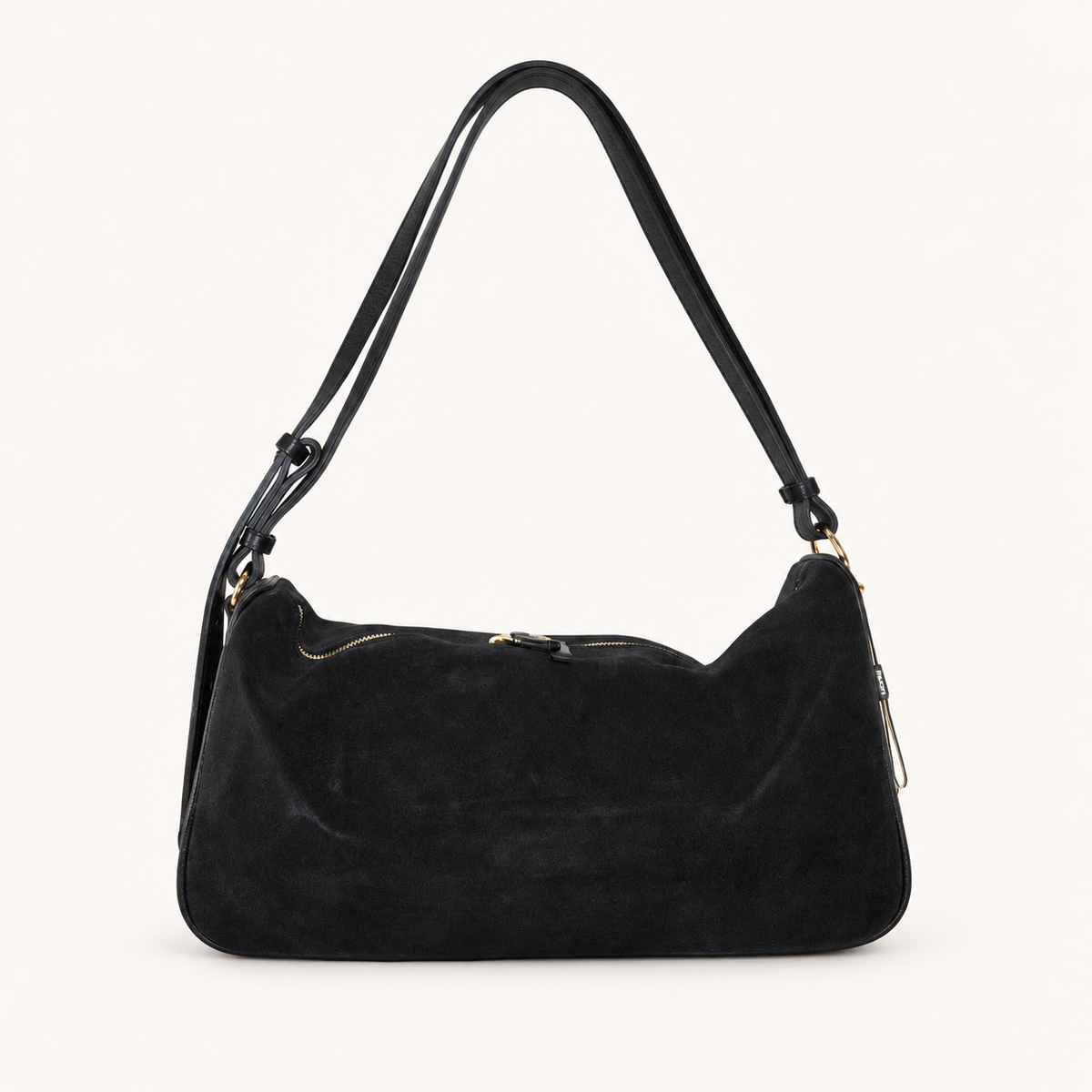 Leather & Suede Shoulder Bag BJ37841 – Nero – vooraanzicht