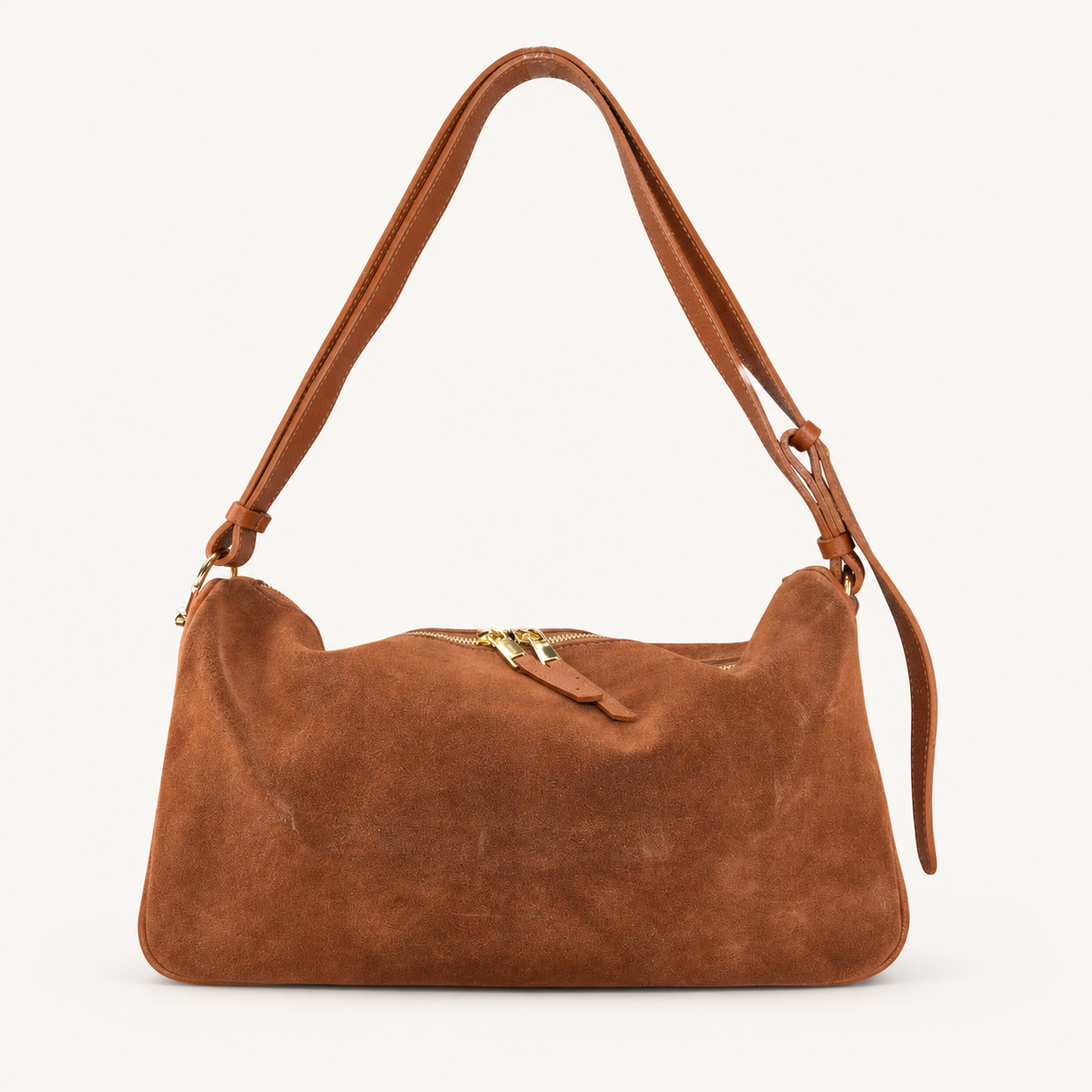 Leather & Suede Shoulder Bag BJ37841 – Tan – vooraanzicht
