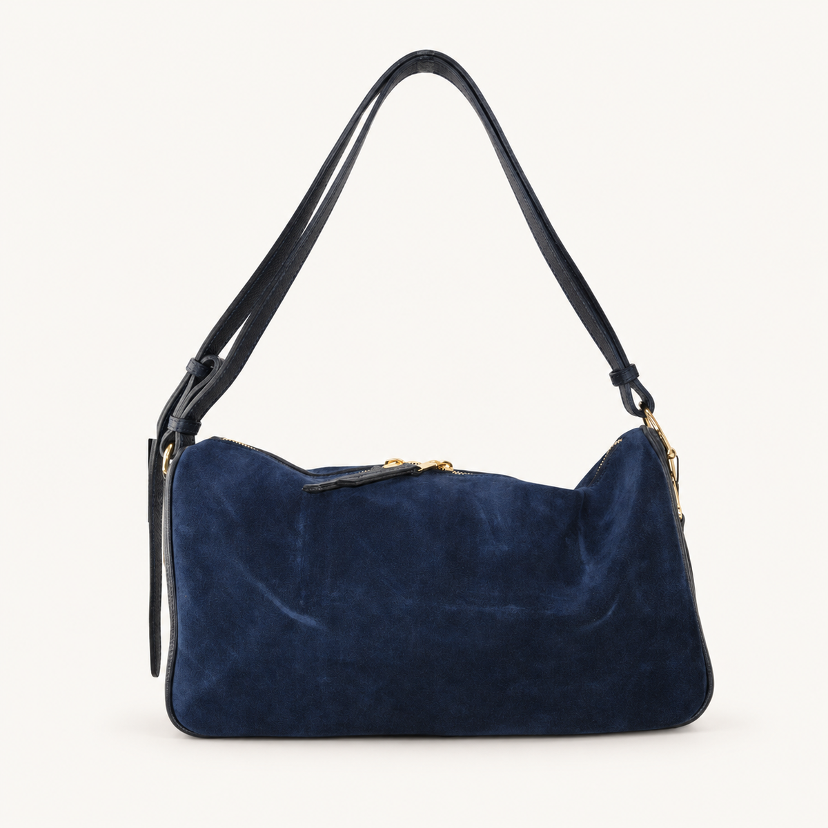 Leather & Suede Shoulder Bag BJ37841 – Blue – vooraanzicht