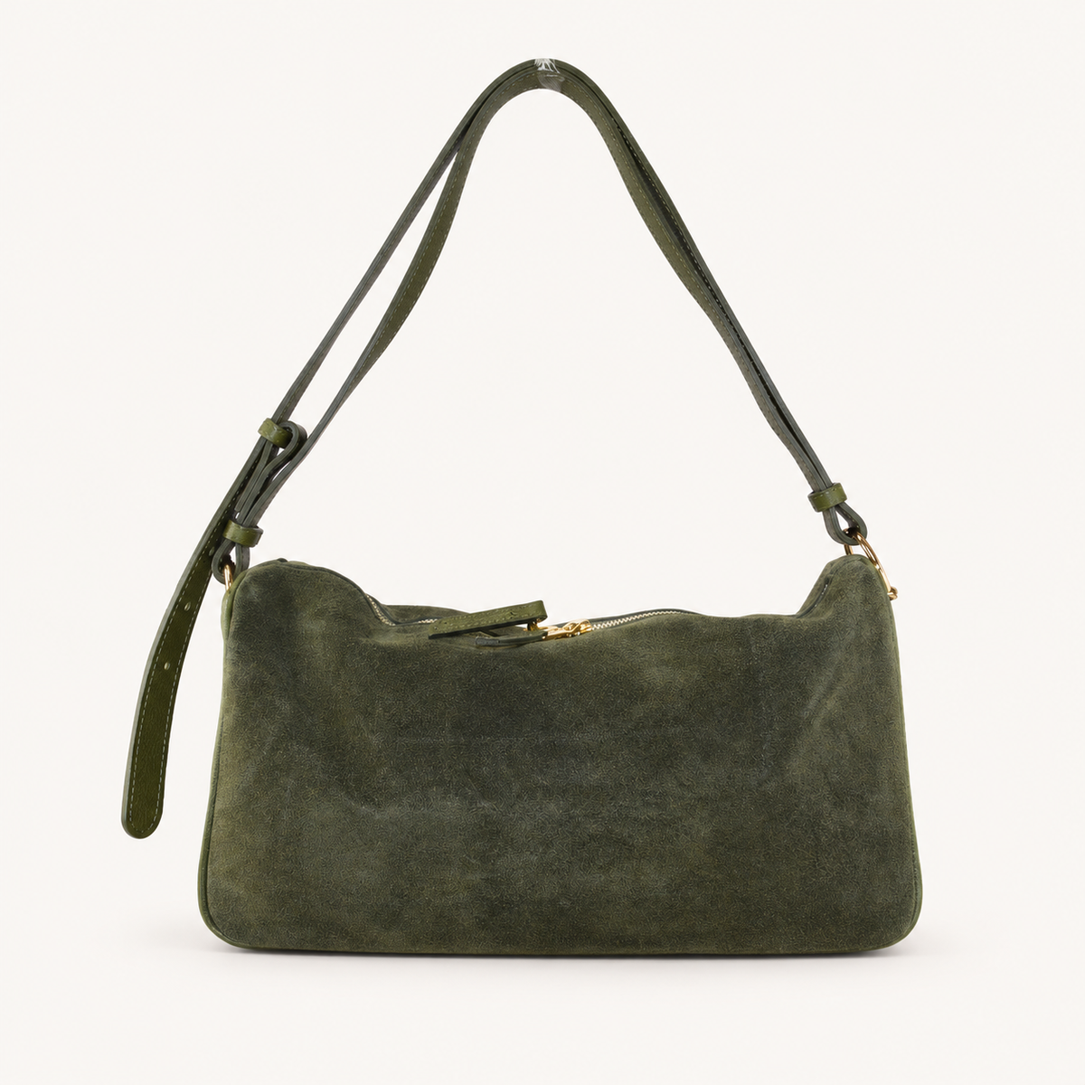 Leather & Suede Shoulder Bag BJ37841 – Green – vooraanzicht