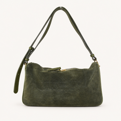 Leather & Suede Shoulder Bag BJ37841 – Green – vooraanzicht