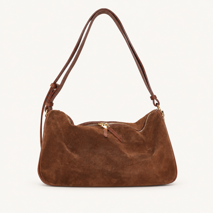 Leather & Suede Shoulder Bag BJ37841 – Brown – vooraanzicht