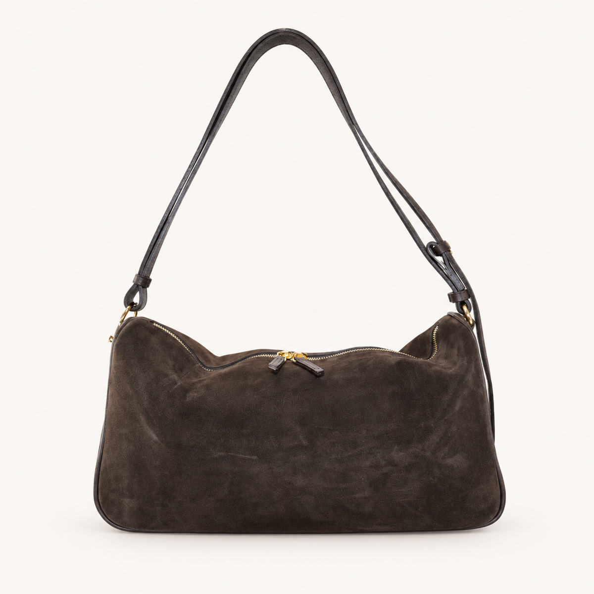 Leather & Suede Shoulder Bag BJ37841 – Darkbrown – vooraanzicht