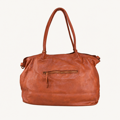Vintage Leather Shoulder Bag – Tan – achterkant