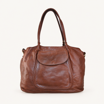 Vintage Leather Shoulder Bag CI55861 – Brown – vooraanzicht