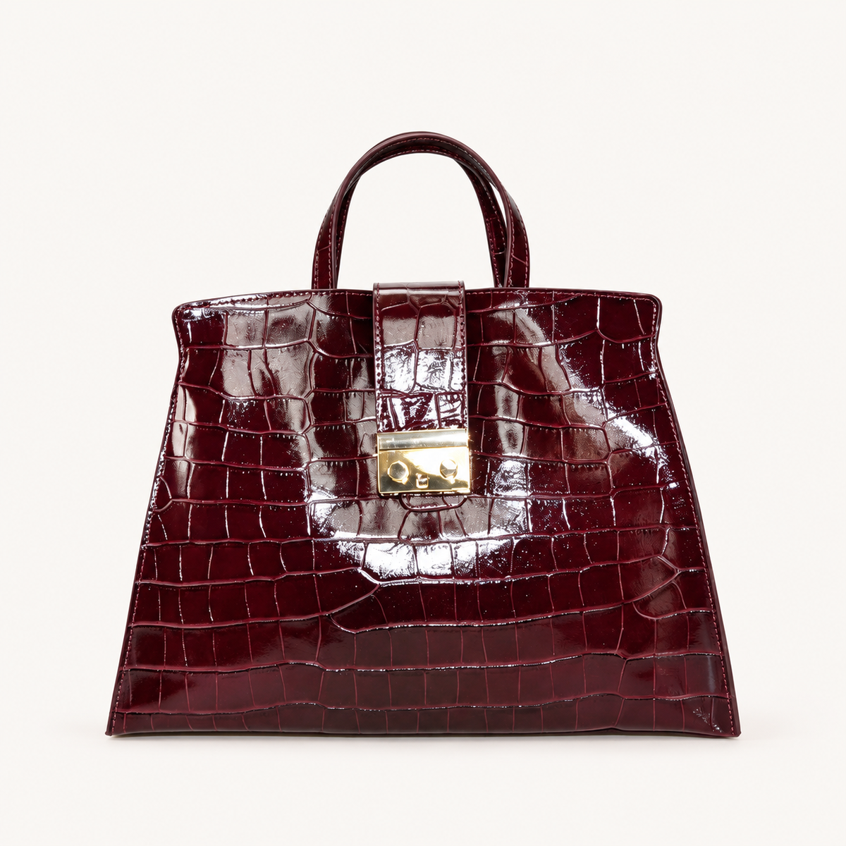Leather Classic Handbag – Bordeaux – vooraanzicht