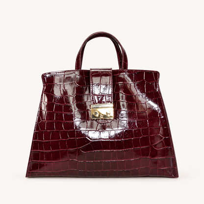 Leather Classic Handbag – Bordeaux – vooraanzicht