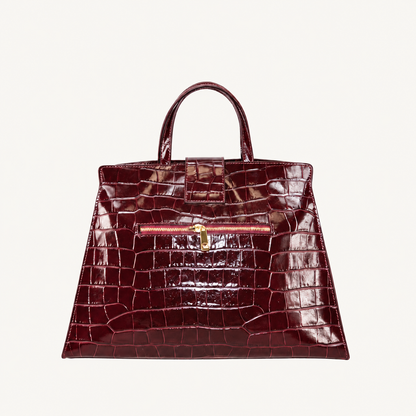 Leather Classic Handbag – Bordeaux – achterkant