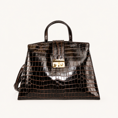 Leather Classic Handbag CK37841 – Darkbrown – vooraanzicht
