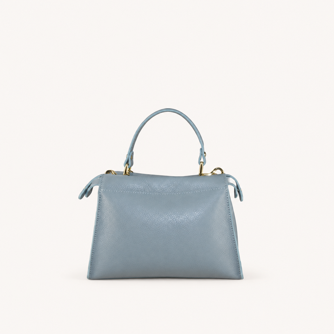 Leather Mini Top Handle Bag – Light blue – vooraanzicht