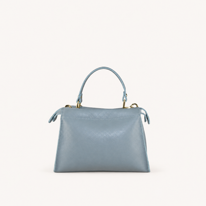 Leather Mini Top Handle Bag – Light blue – vooraanzicht