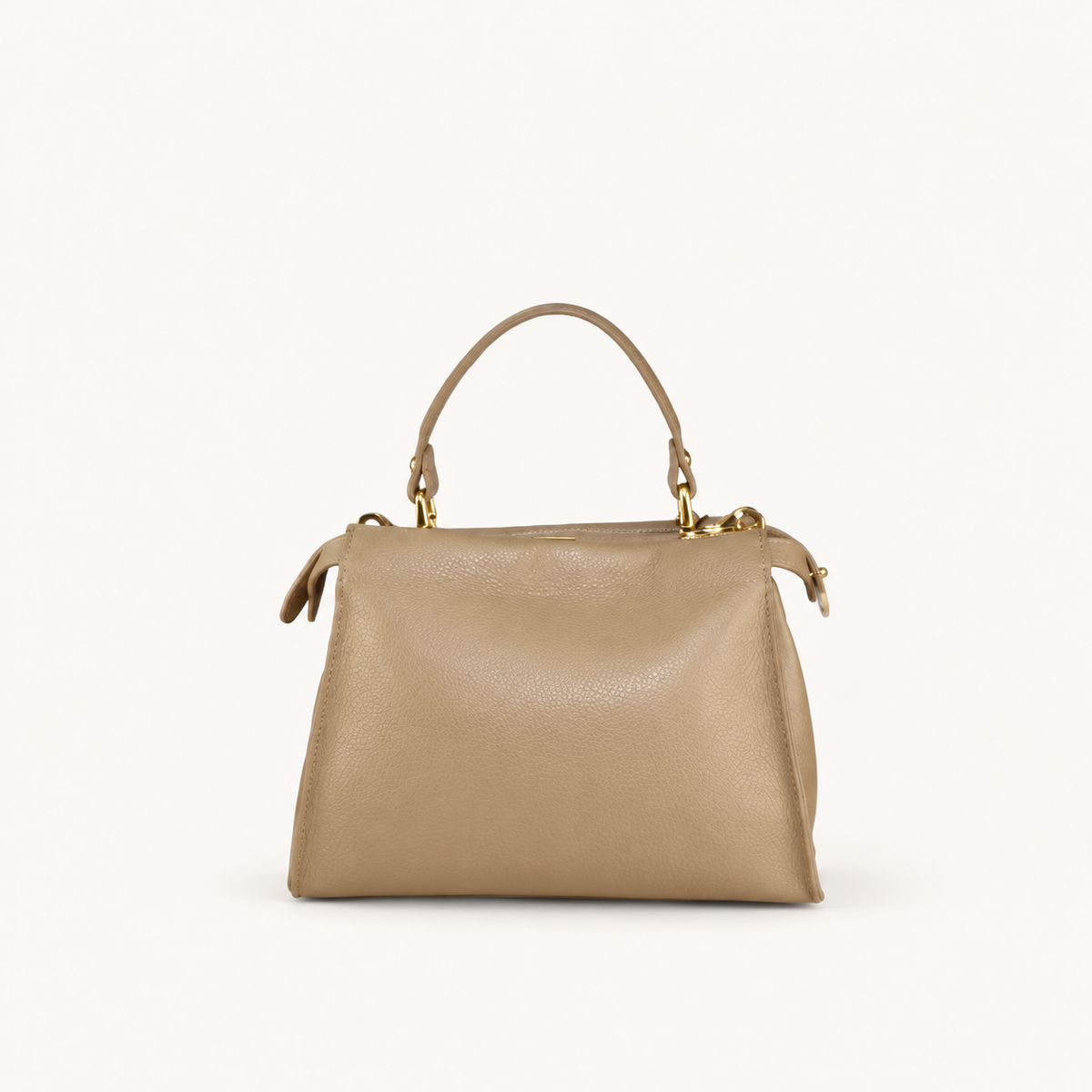 Leather Mini Top Handle Bag FM29832 – Taupe – vooraanzicht