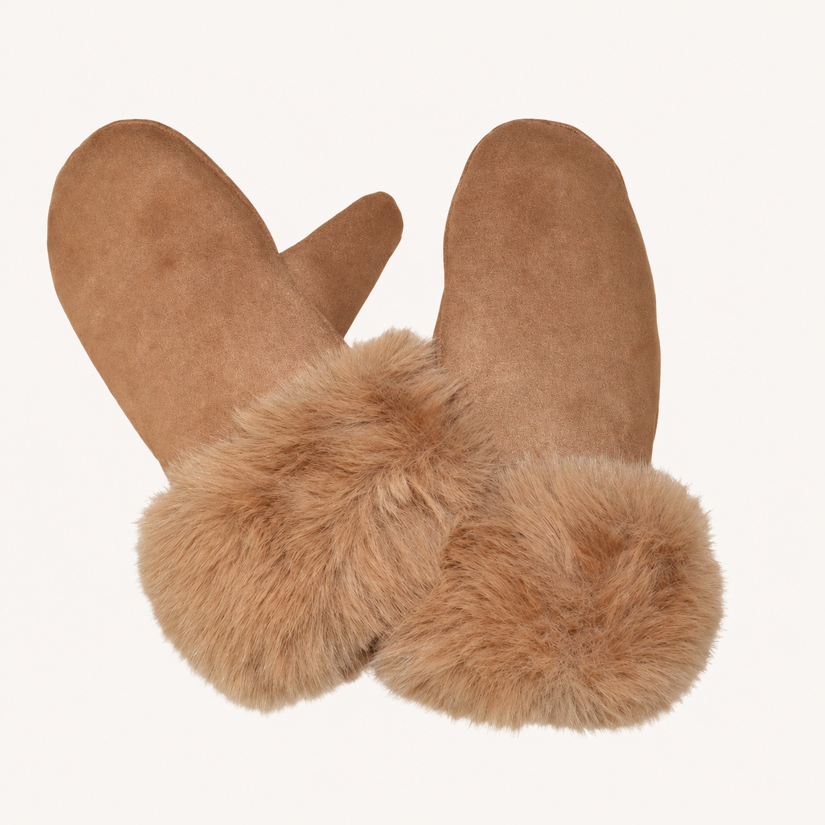Soft Faux Fur Gloves – Tan – vooraanzicht
