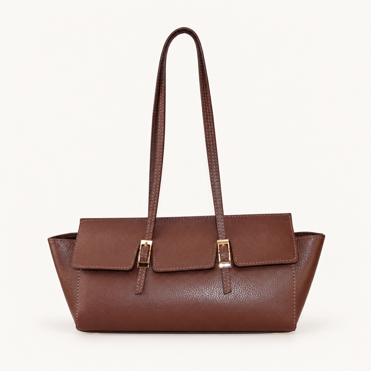 Leather Slim Shoulder Bag LE32835 – Brown – vooraanzicht
