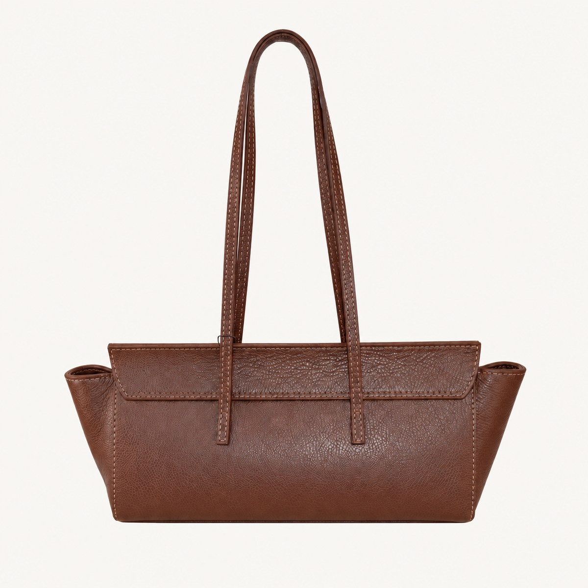 Leather Slim Shoulder Bag – Brown – achterkant