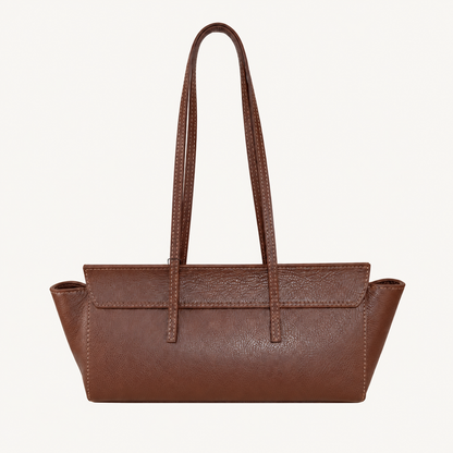 Leather Slim Shoulder Bag – Brown – achterkant