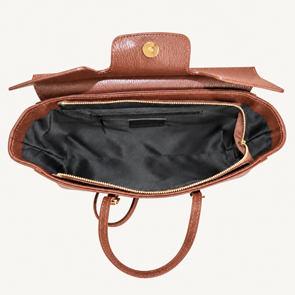 Leather Slim Shoulder Bag – Brown – binnenkant