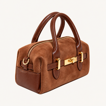 Mini Leather Handbag – Brown – schuin