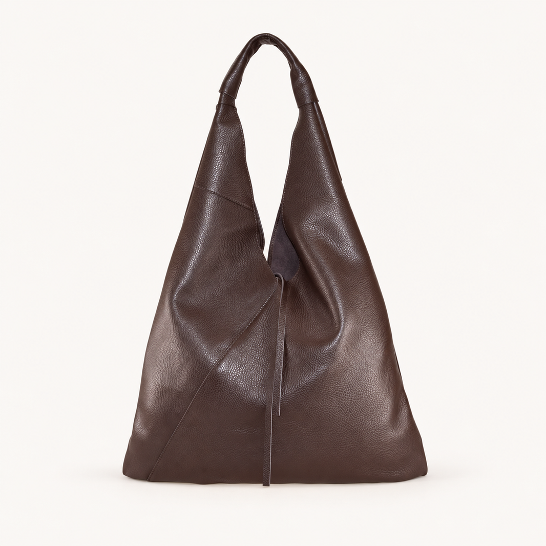 Leather Tie Shopper LS27829 – Darkbrown – vooraanzicht