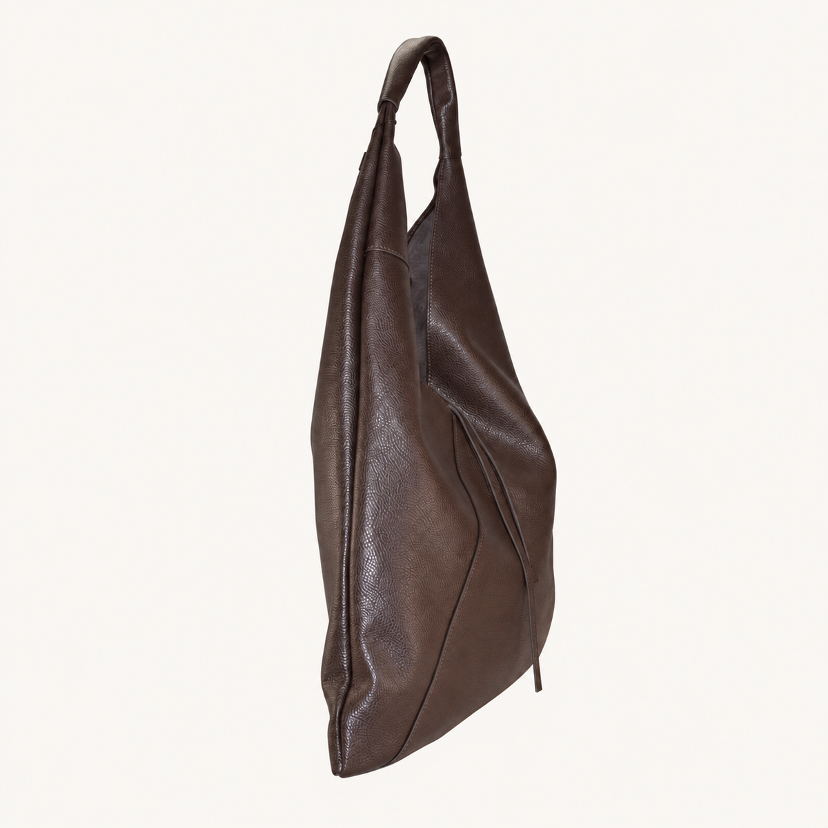 Leather Tie Shopper – Darkbrown – zijkant