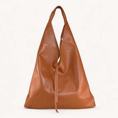 Leather Tie Shopper LS27829 – Tan – vooraanzicht