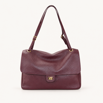 Leather Everyday Shoulder Bag – Bordeaux – vooraanzicht