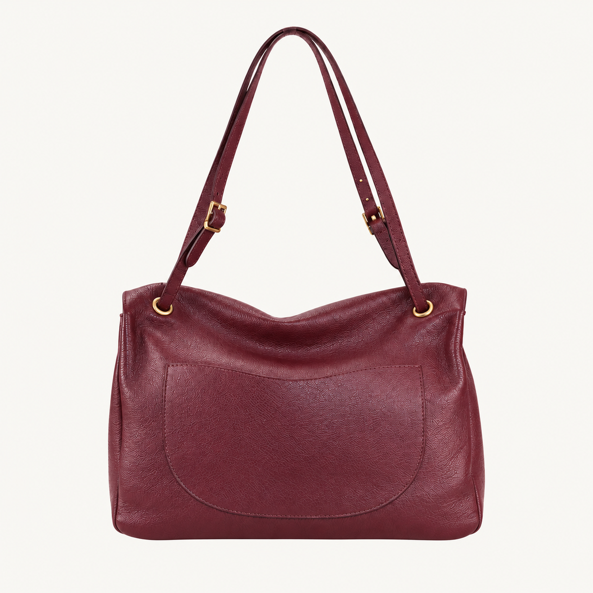 Leather Everyday Shoulder Bag – Bordeaux – achterkant