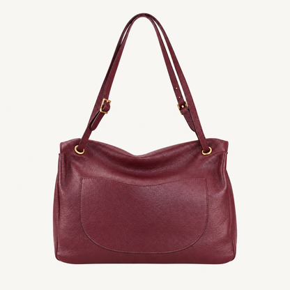 Leather Everyday Shoulder Bag – Bordeaux – achterkant