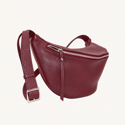 Leather Crossbody Belt Bag – Bordeaux – schuin