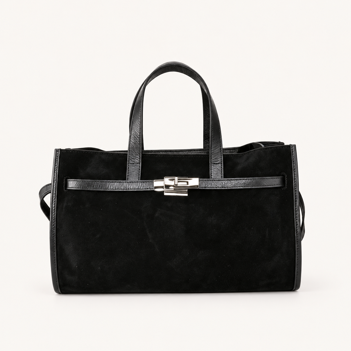 Leather Structured Handbag QH39843 – Nero – vooraanzicht