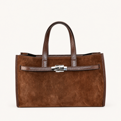 Leather Structured Handbag QH39843 – Brown – vooraanzicht