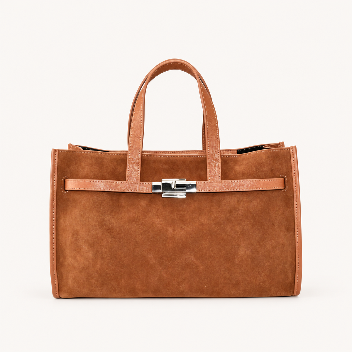 Leather Structured Handbag QH39843 – Tan – vooraanzicht