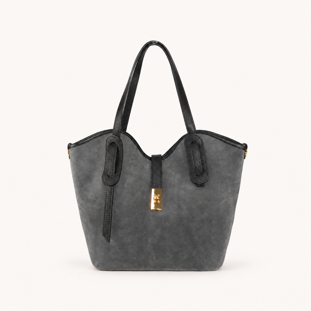 Suede Rounded Shoulder Bag TM35838 – Grey – vooraanzicht