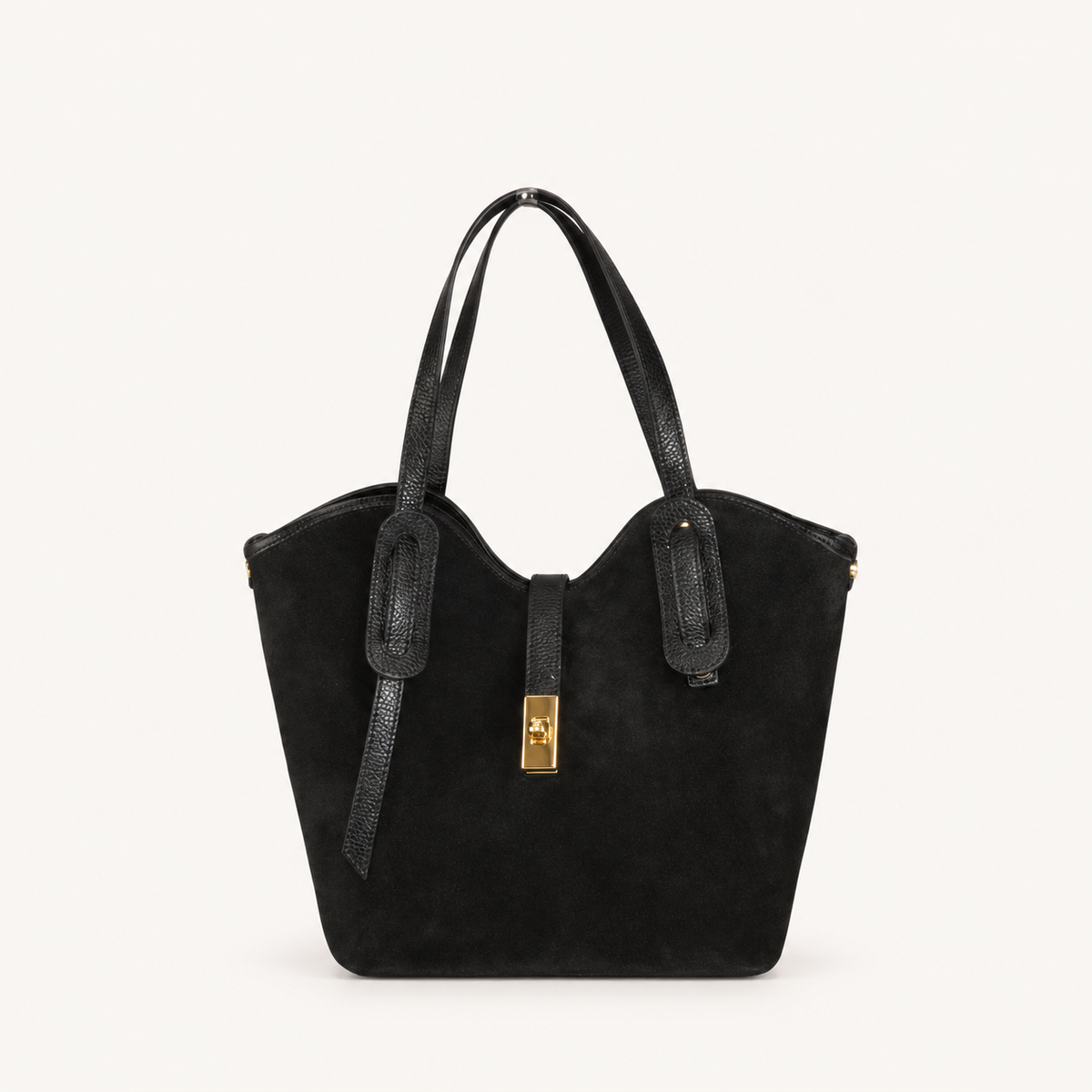 Suede Rounded Shoulder Bag TM35838 – Nero – vooraanzicht