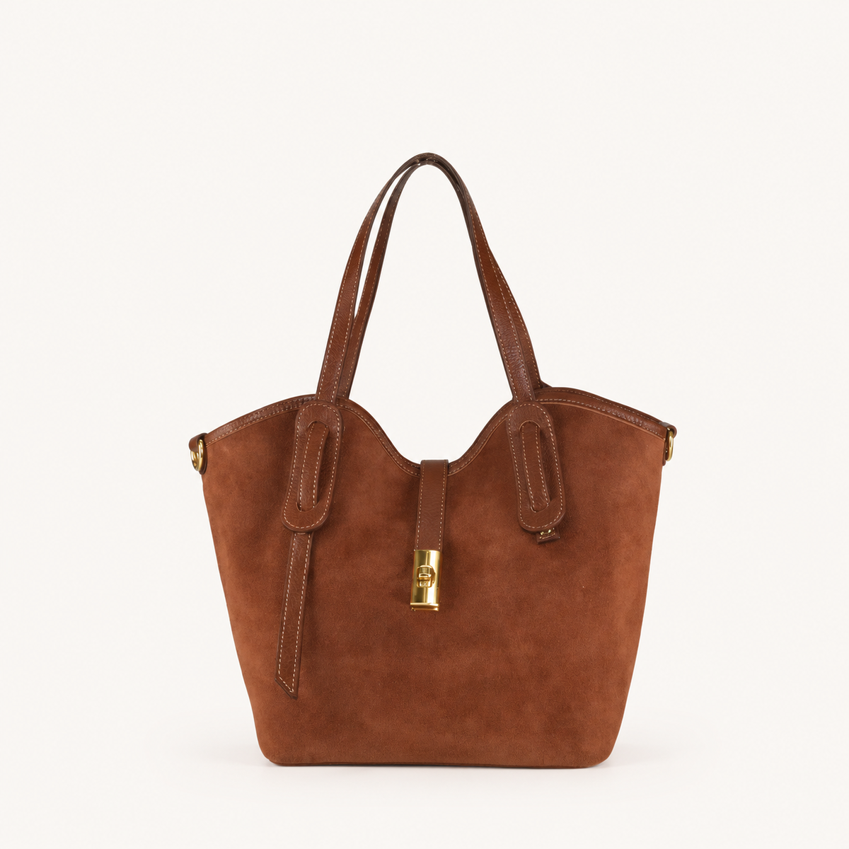 Suede Rounded Shoulder Bag TM35838 – Brown – vooraanzicht